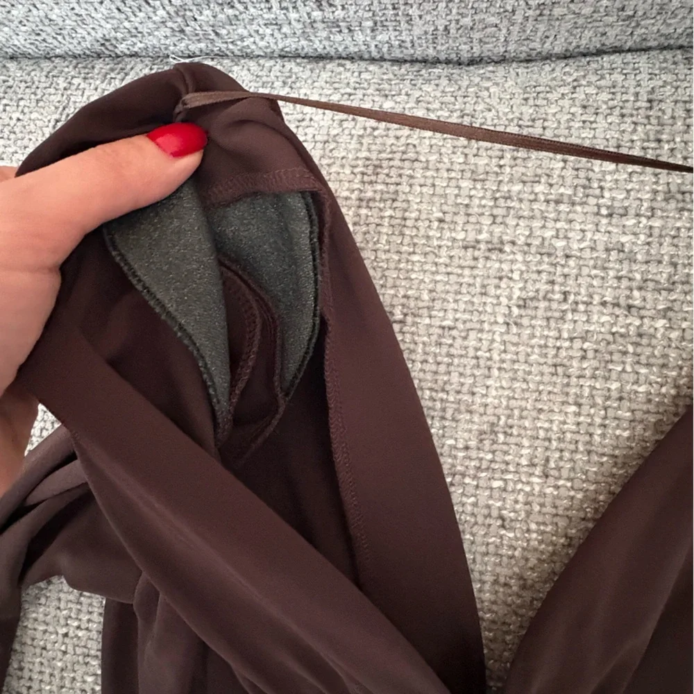 BNWT Zara Chocolate Long Dress with Shoulder Pads – Size M - Picture 14 of 16